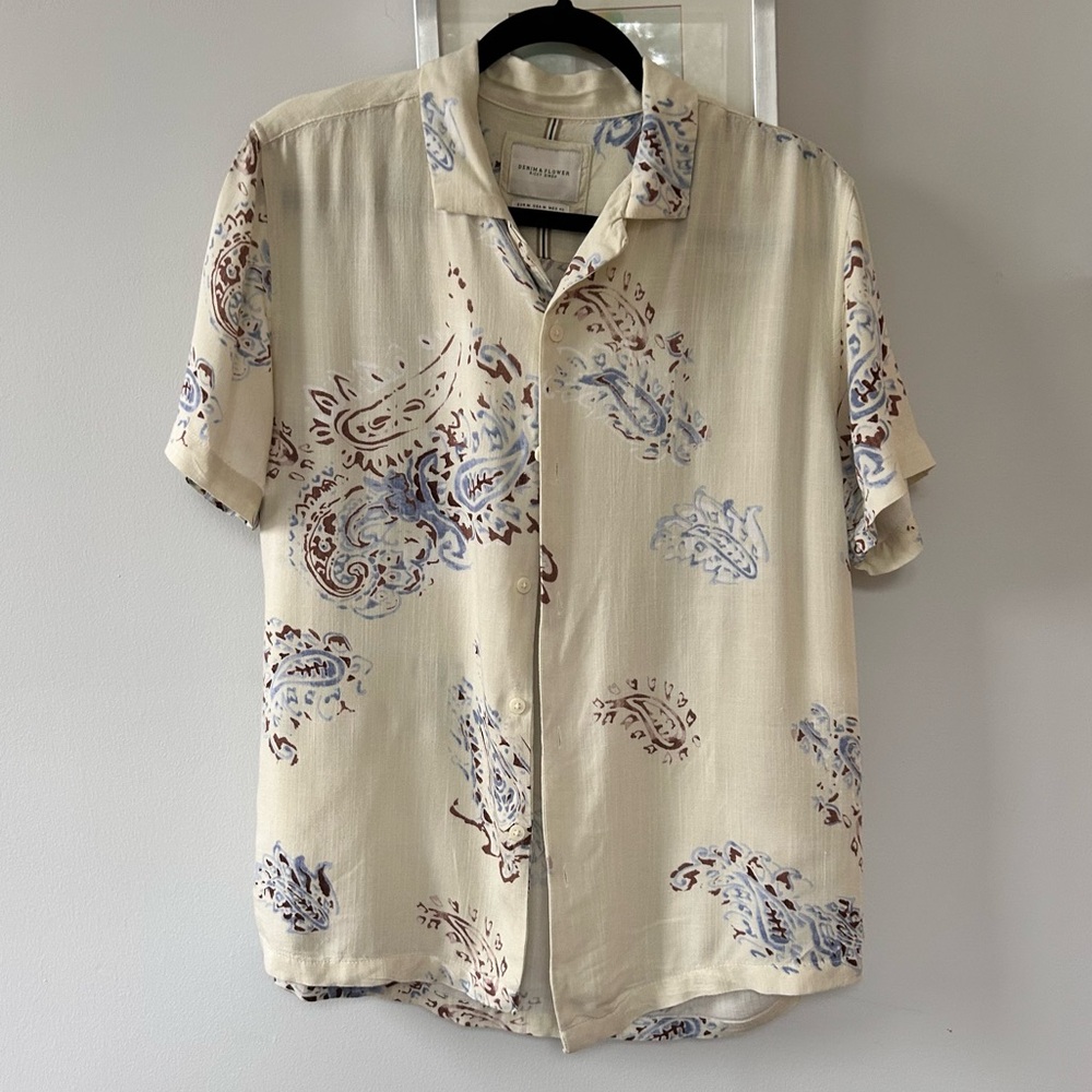 Men's Cream Paisley Hawaiian Style Shirt